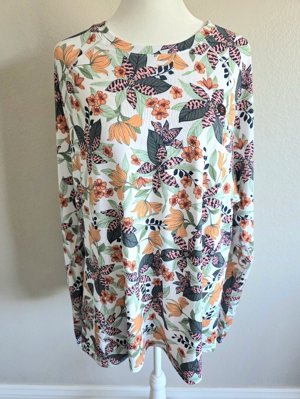 Coolibar UPF 50+ Hightide Swim Shirt Sun Protective Size XXL Long Sleeve Floral